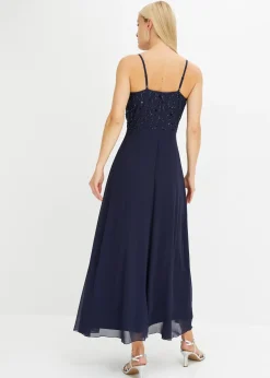 Robe à fines bretelles et haut à sequins brodés