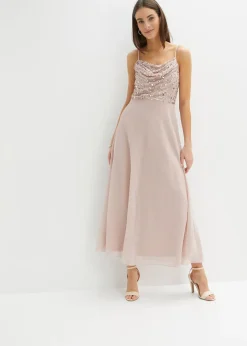 Robe à fines bretelles et haut à sequins brodés