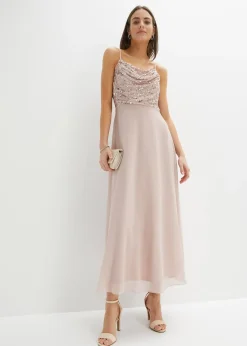 Robe à fines bretelles et haut à sequins brodés