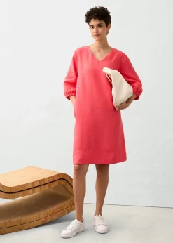 Robe 100 % lin, manches 3/4