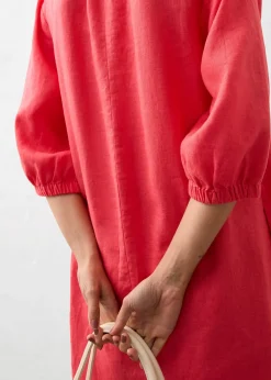 Robe 100 % lin, manches 3/4