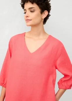 Robe 100 % lin, manches 3/4