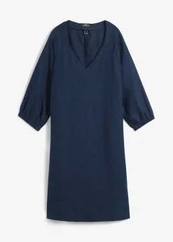 Robe 100 % lin, manches 3/4