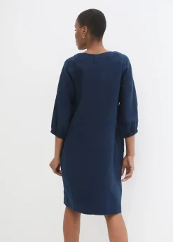 Robe 100 % lin, manches 3/4