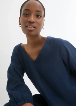 Robe 100 % lin, manches 3/4