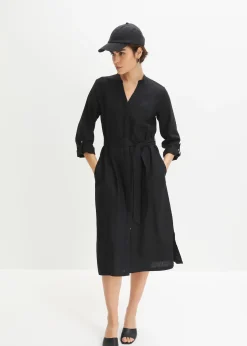 Robe à poches en lin et viscose