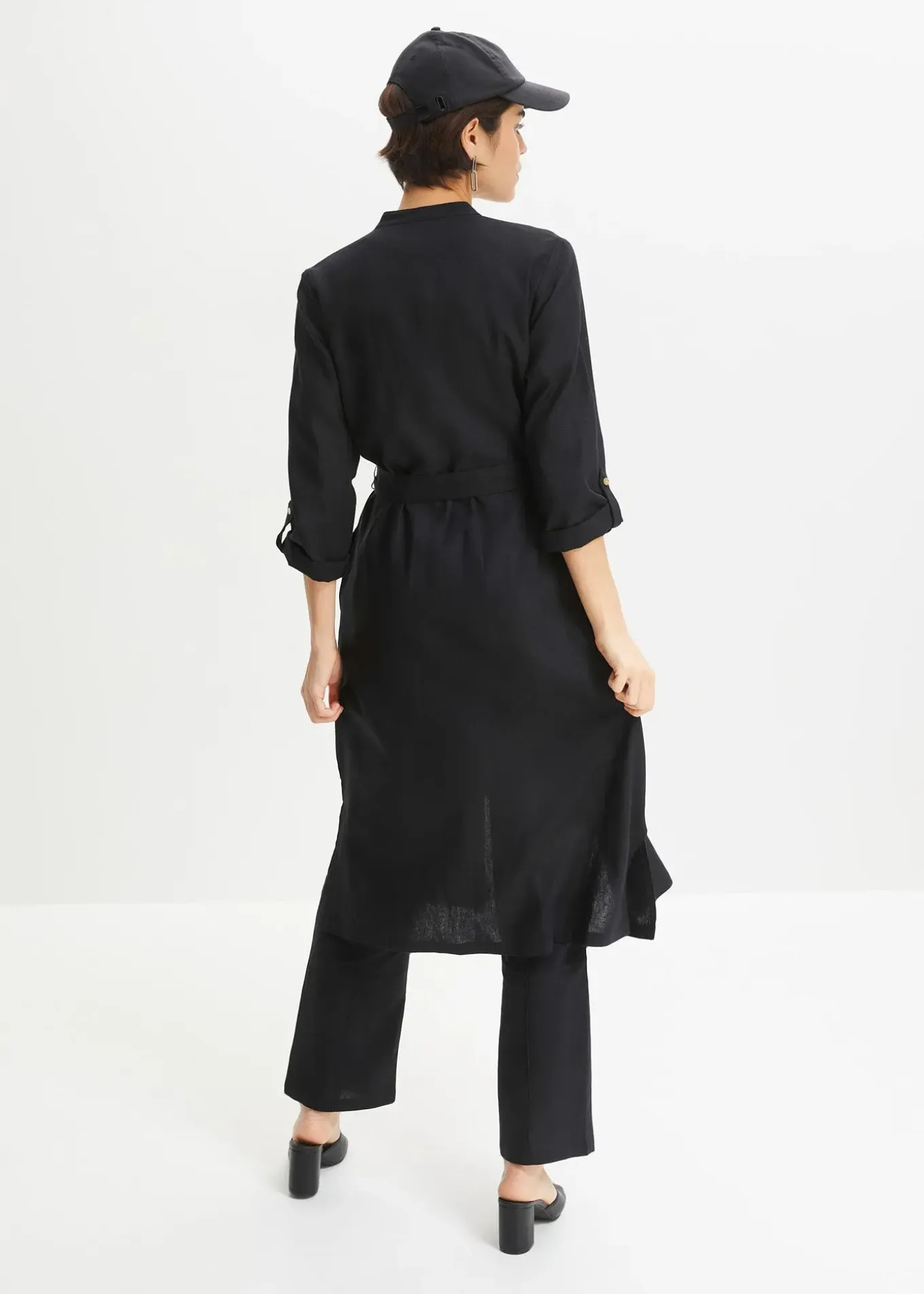 Robe à poches en lin et viscose