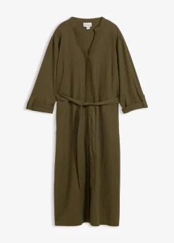 Robe à poches en lin et viscose