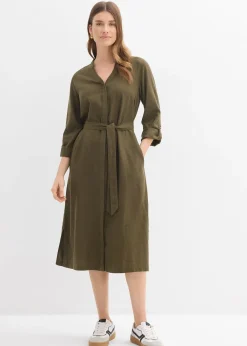 Robe à poches en lin et viscose