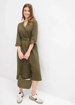 Robe à poches en lin et viscose