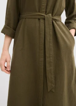 Robe à poches en lin et viscose