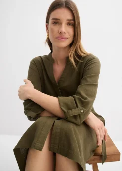 Robe à poches en lin et viscose