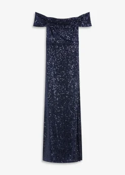 Robe à sequins et encolure Bardot