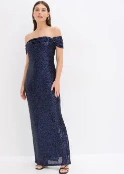 Robe à sequins et encolure Bardot