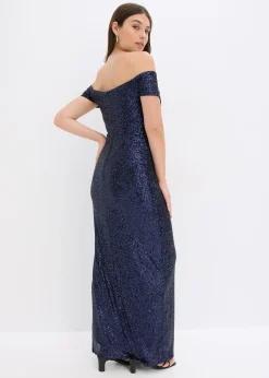 Robe à sequins et encolure Bardot