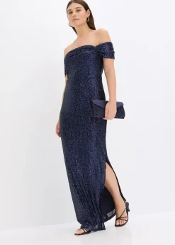 Robe à sequins et encolure Bardot