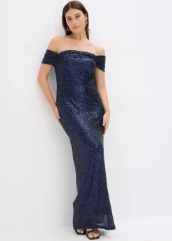 Robe à sequins et encolure Bardot