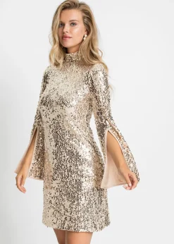 Robe à sequins et manches trompette