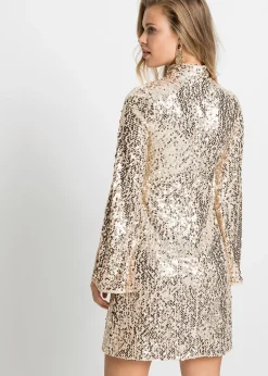 Robe à sequins et manches trompette