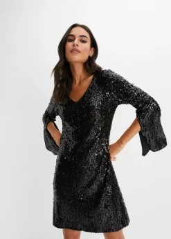 Robe à sequins et manches trompette