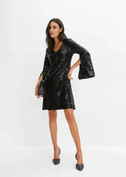 Robe à sequins et manches trompette