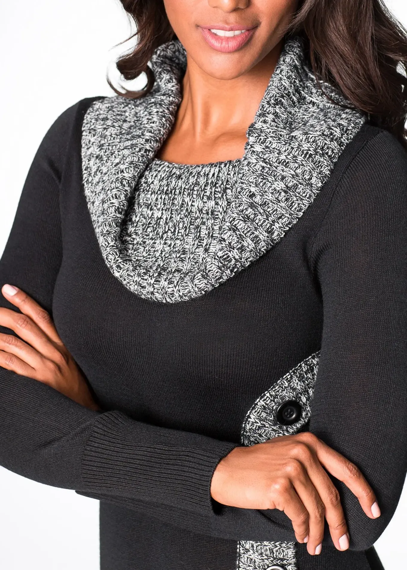 Robe ajustée en maille avec col châle