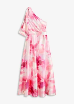 Robe asymétrique en satin brillant