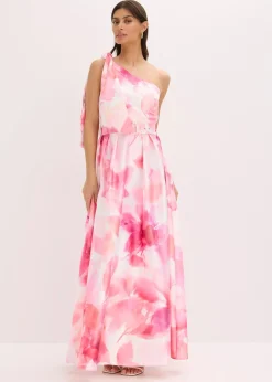 Robe asymétrique en satin brillant