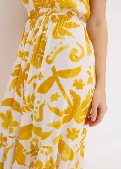 Robe asymétrique imprimée en viscose texturée