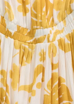 Robe asymétrique imprimée en viscose texturée