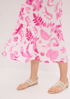 Robe asymétrique imprimée en viscose texturée