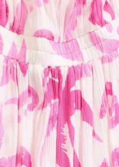 Robe asymétrique imprimée en viscose texturée