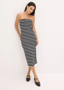 Robe bustier en matière côtelée