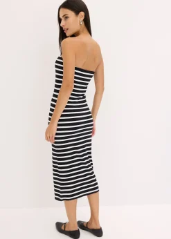 Robe bustier en matière côtelée