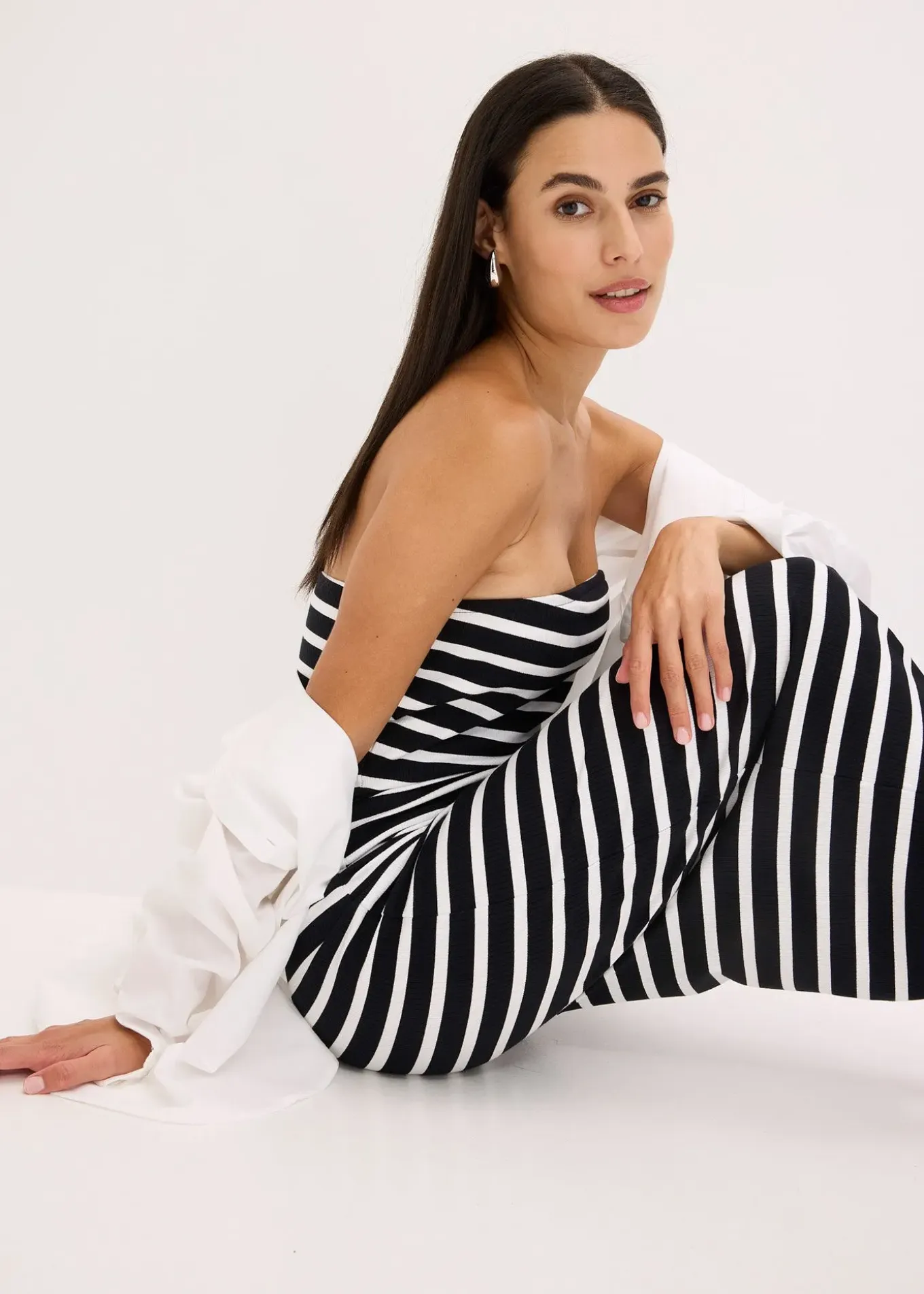 Robe bustier en matière côtelée