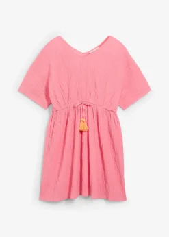 Robe caftan en coton froissé