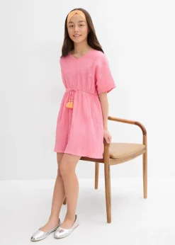 Robe caftan en coton froissé