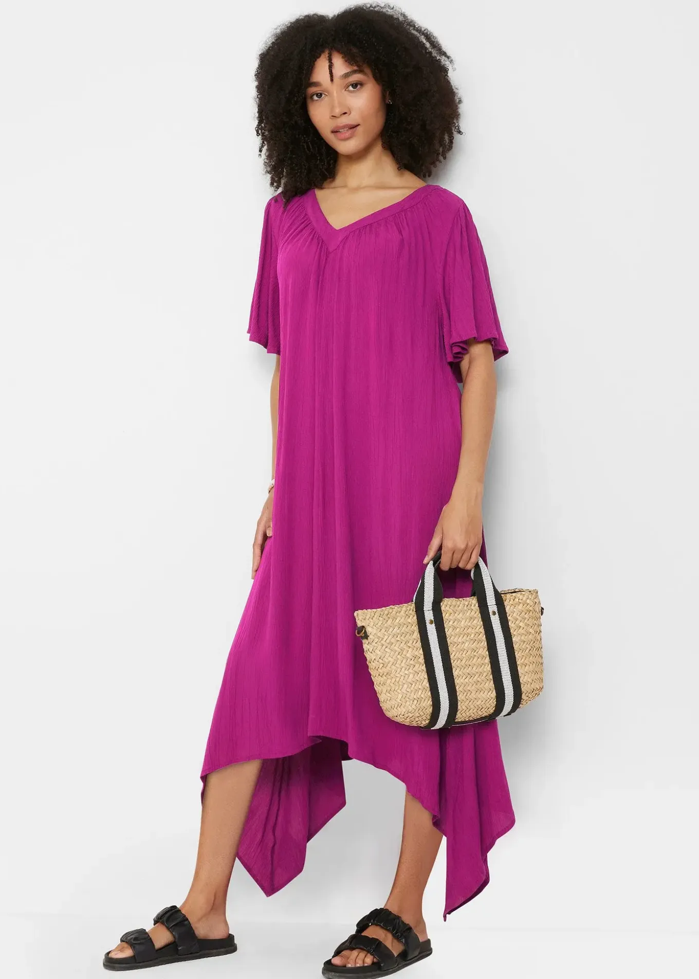 Robe caftan en crêpe