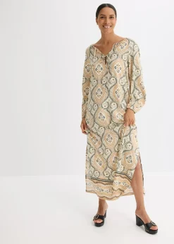 Robe caftan imprimée en viscose fluide