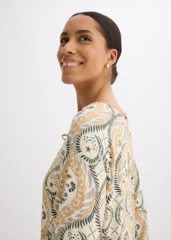 Robe caftan imprimée en viscose fluide