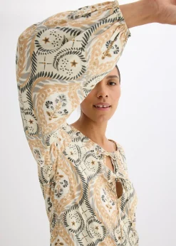 Robe caftan imprimée en viscose fluide