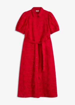 Robe chemise en broderie anglaise, 100% coton