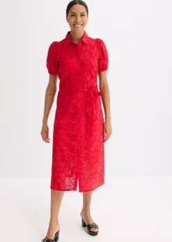 Robe chemise en broderie anglaise, 100% coton