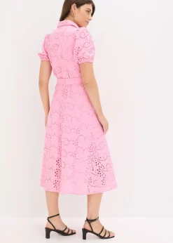 Robe chemise en broderie anglaise, 100% coton