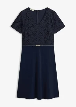 Robe courte avec ceinture et dentelle