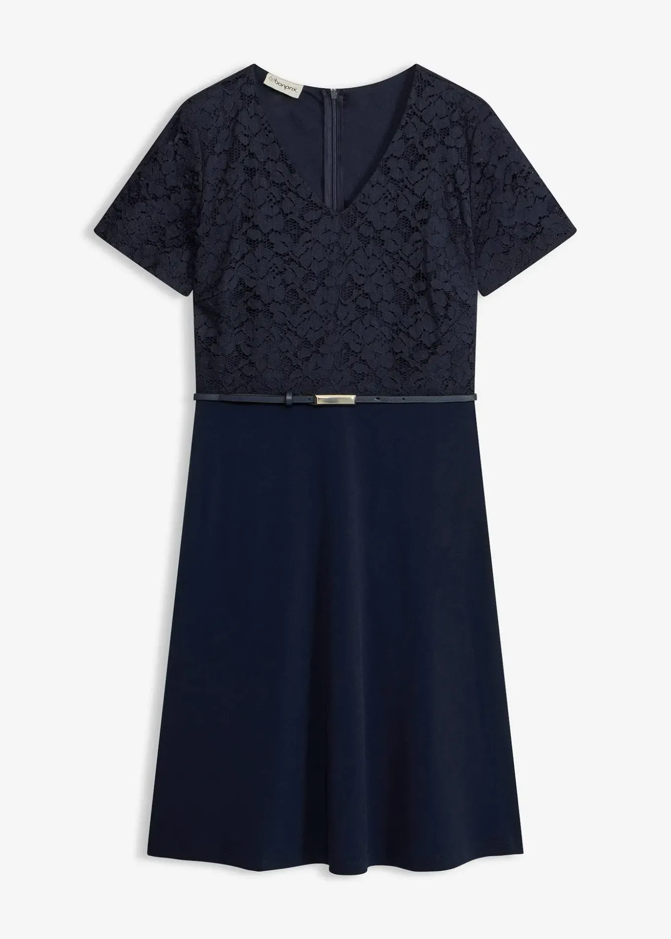 Robe courte avec ceinture et dentelle