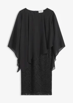 Robe courte en dentelle avec drapé en mousseline