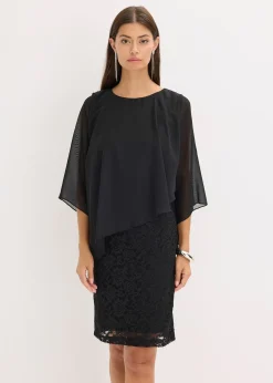 Robe courte en dentelle avec drapé en mousseline