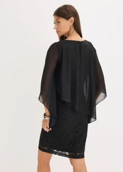 Robe courte en dentelle avec drapé en mousseline