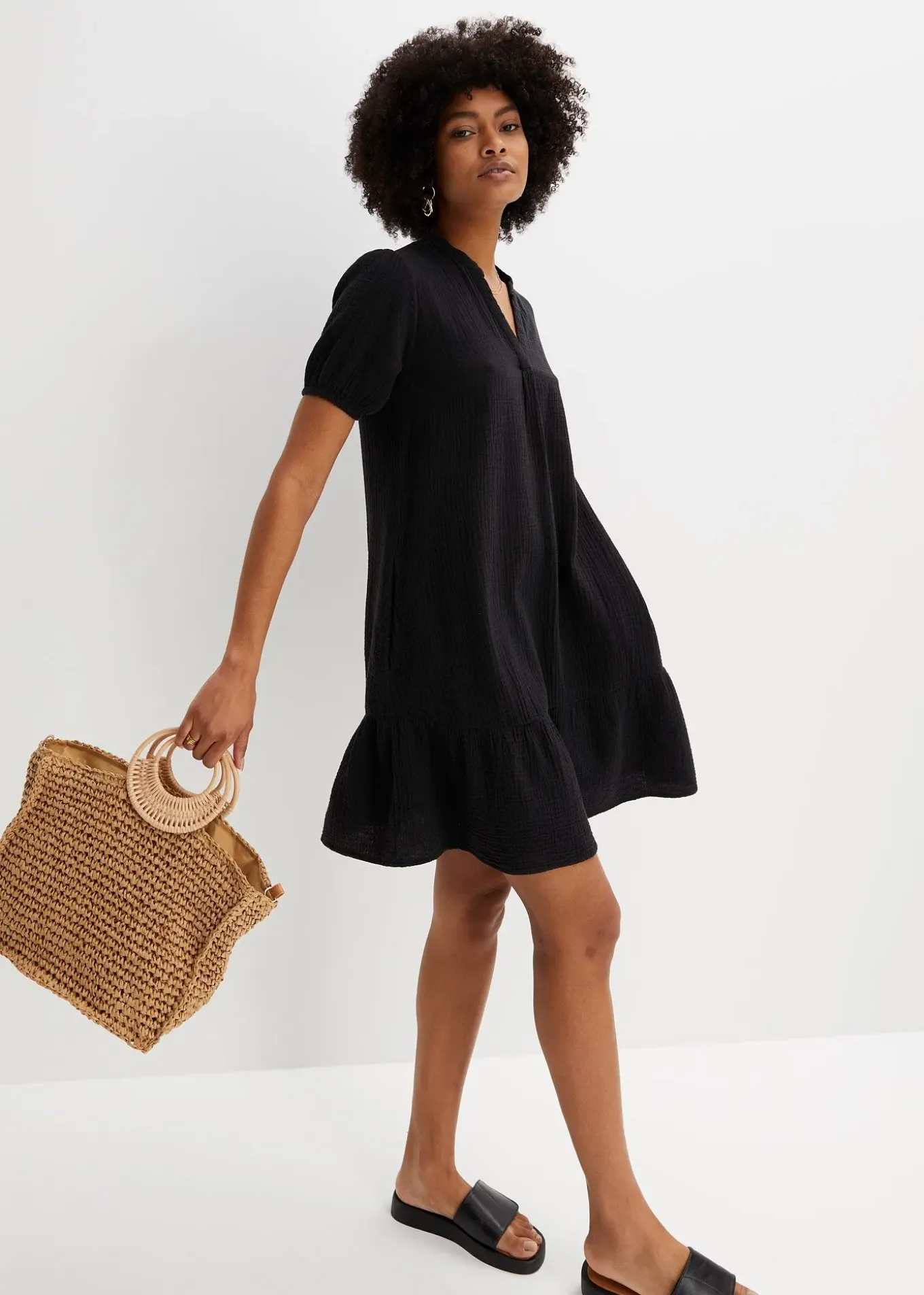 Robe courte en gaze de coton